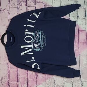 CONEY ISLAND PICNIC ST. MORITZ PREMIER SKI CLUB & RESORT GRAPHIC SWEATSHIRT NAVY